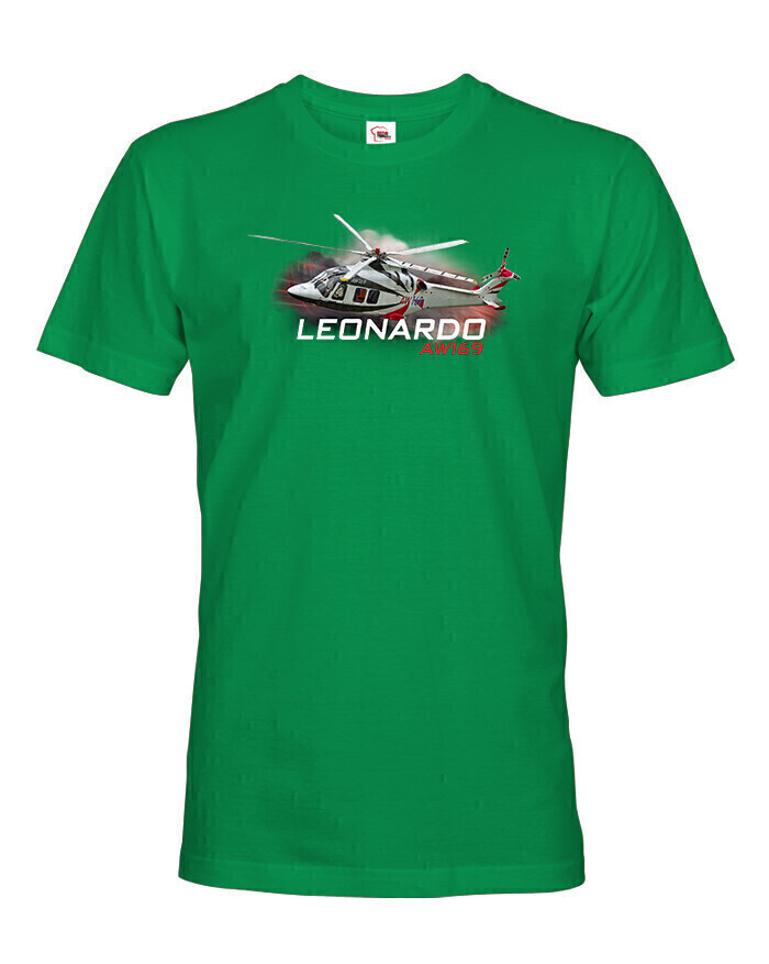 Pánske tričko s potlačou Leonardo AW169 – ideálny darček pre nadšencov helikoptér