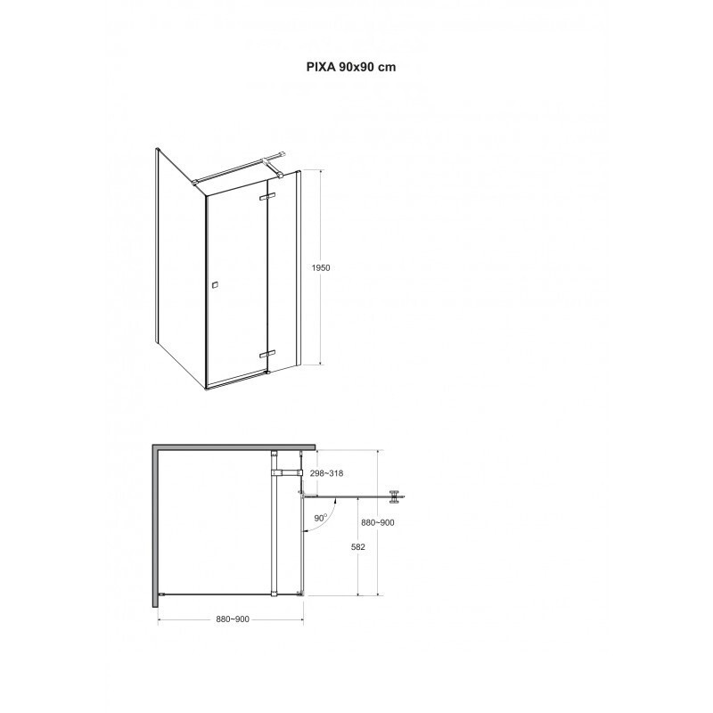HOPA - Štvorcový sprchovací kút PIXA GOLD - Smer zatvárania - Pravé (DX) BCPIXA90CTVEPG