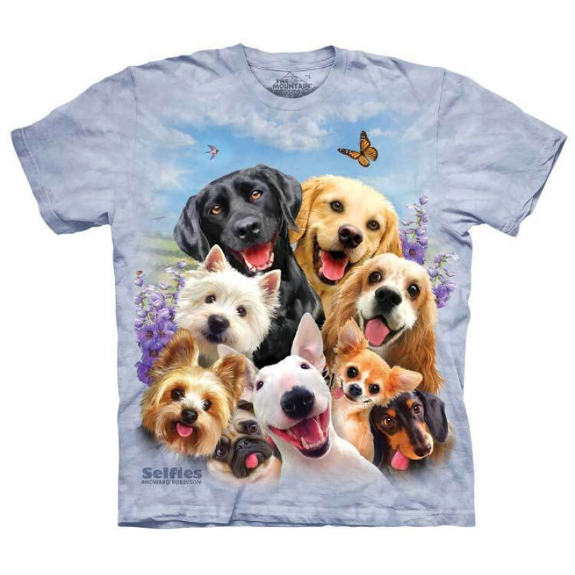 Tričko unisex The Mountain Dogs Selfie (psy) - svetlo modré, 4XL