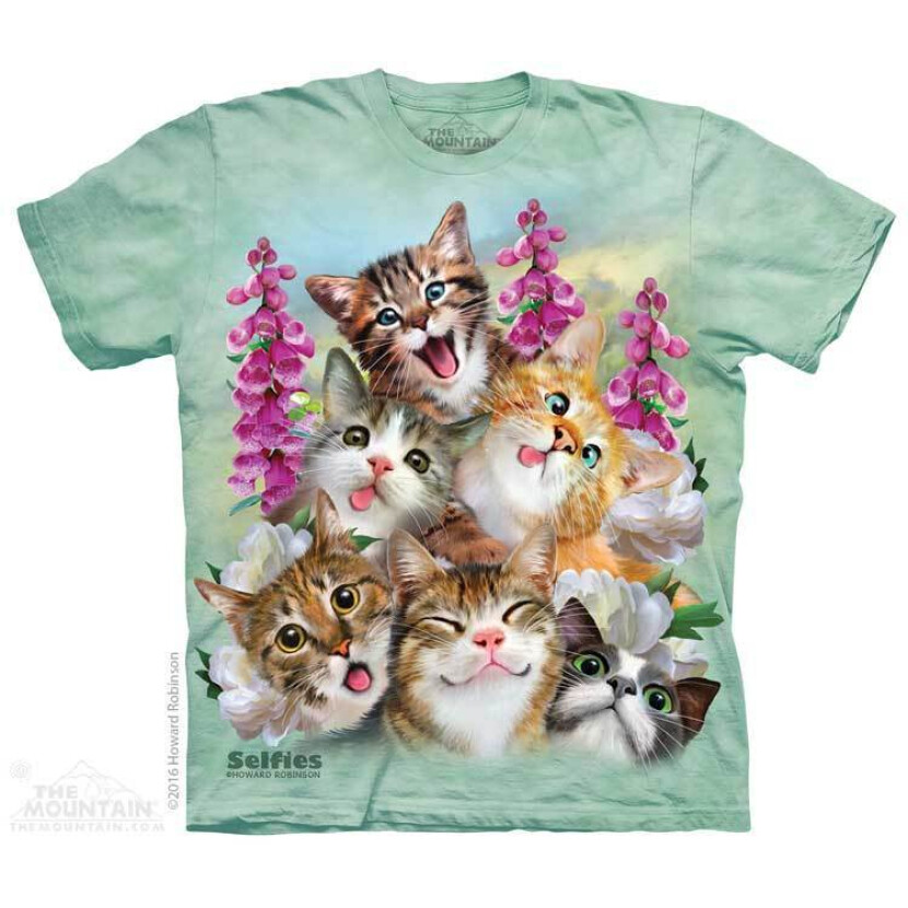 Tričko unisex The Mountain Kittens Selfie (mačky) - svetlo zelené, 3XL