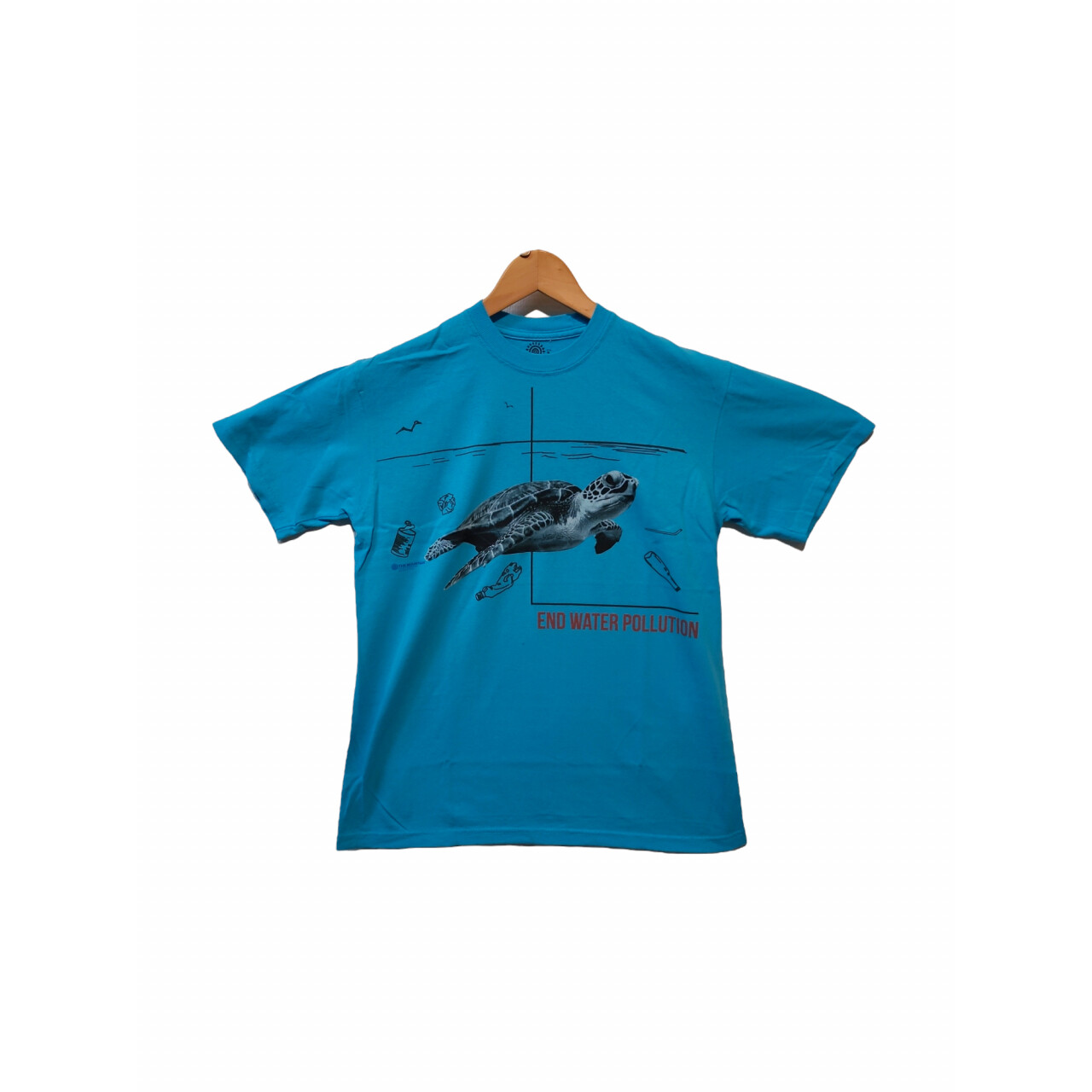 Tričko unisex The Mountain Water Pollution Turtle (korytnačka) - modré, 3XL