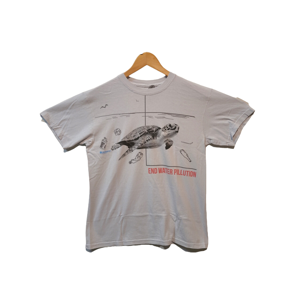 Tričko unisex The Mountain Water Pollution Turtle (korytnačka) - sivé, 3XL