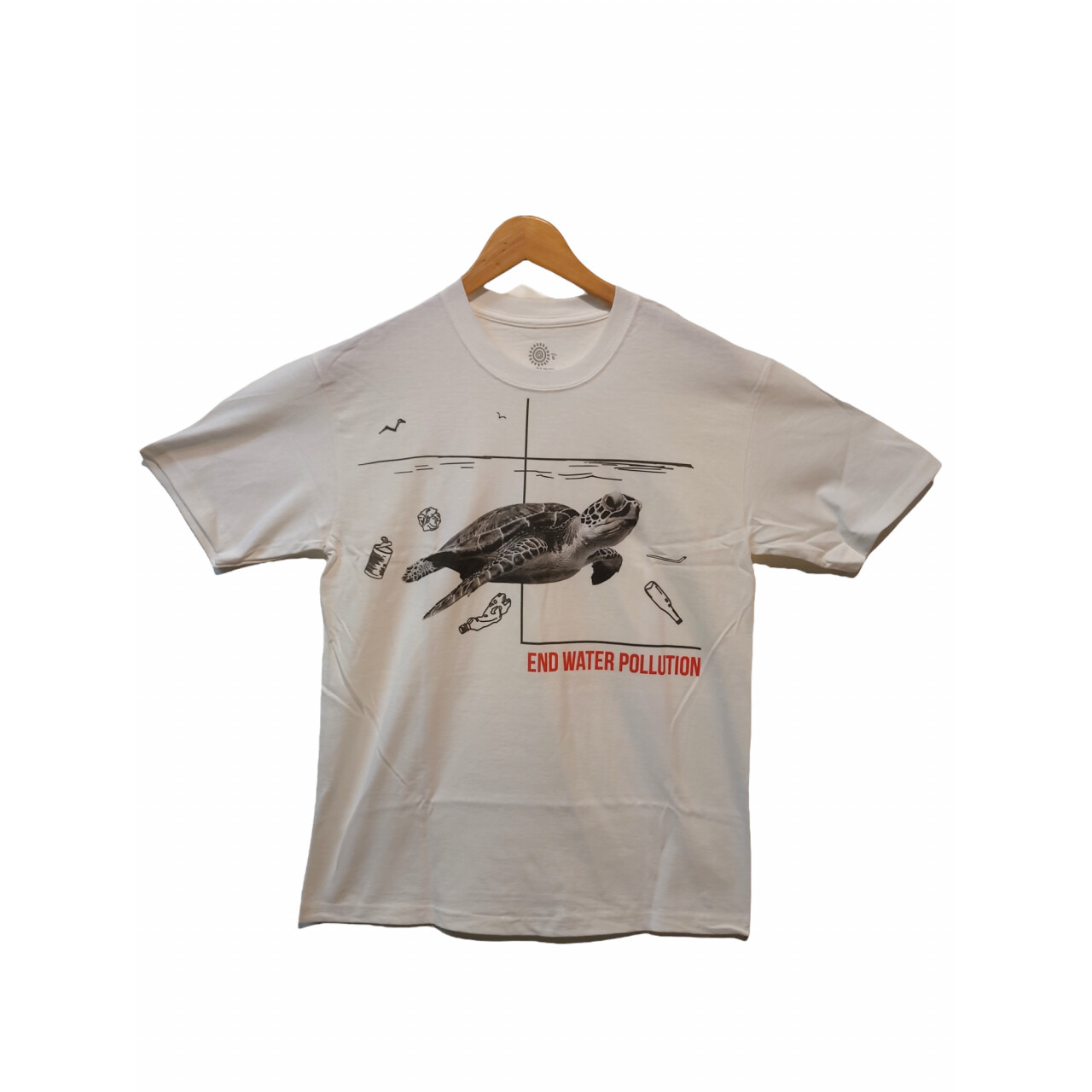 Tričko unisex The Mountain Water Pollution Turtle (korytnačka) - biele, 3XL