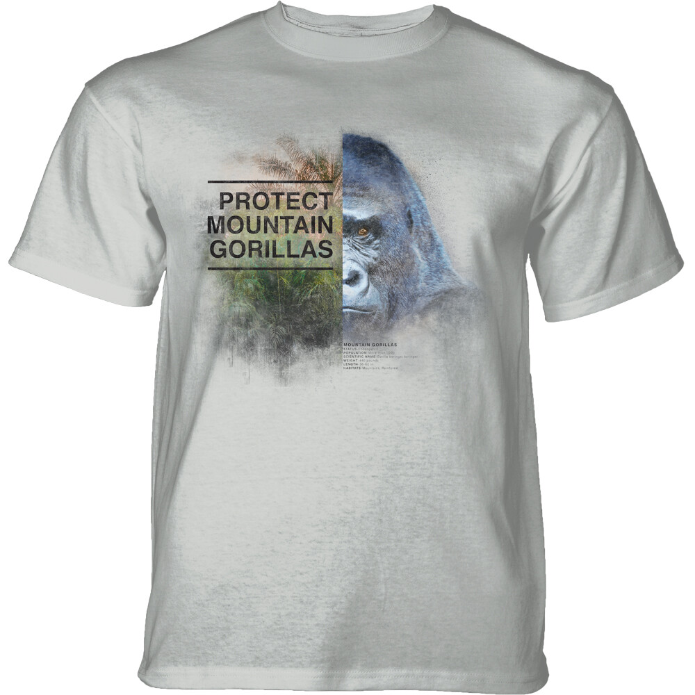 Tričko unisex The Mountain Protect Gorilla (gorila) - svetlo sivé, 3XL