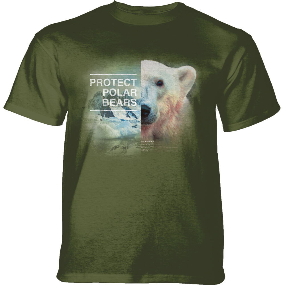 Tričko unisex The Mountain Protect Polar Bear (ľadový medveď) - olivové, 3XL