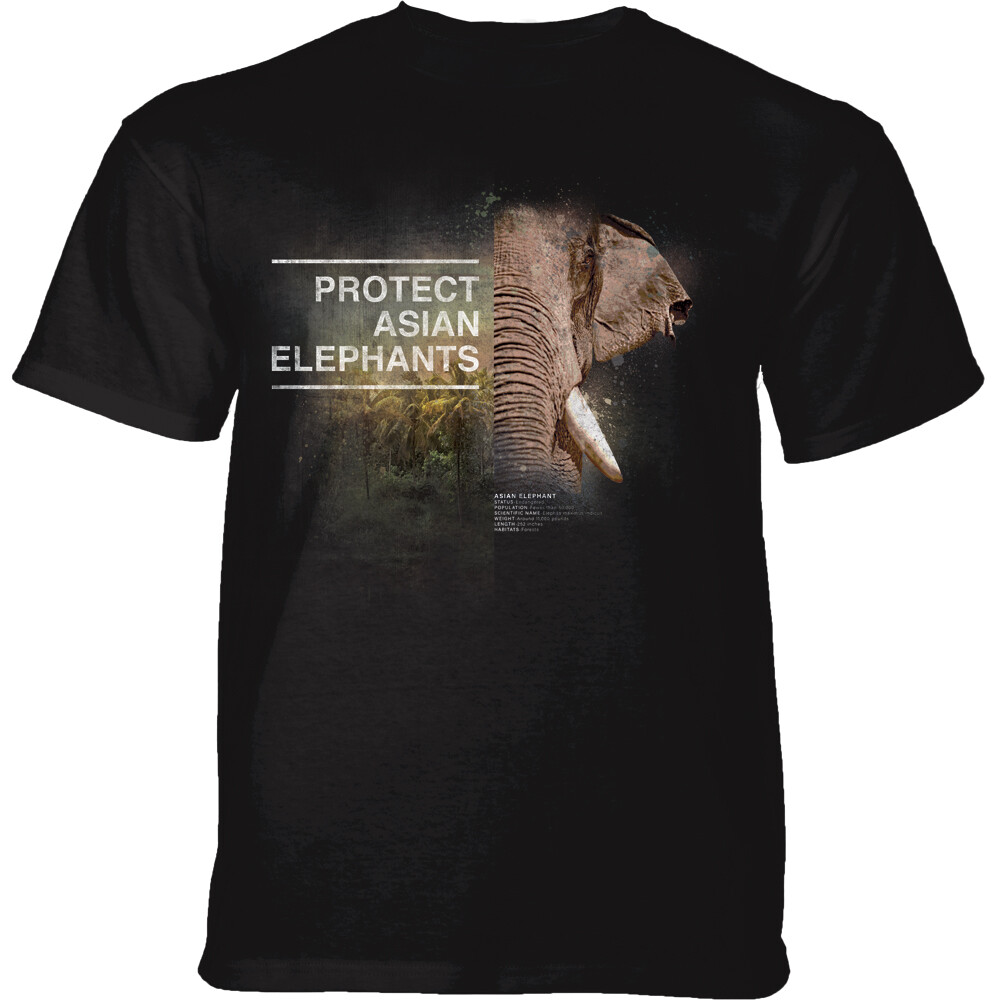 Tričko unisex The Mountain Protect Asian Elephant (slon) - čierne, 3XL