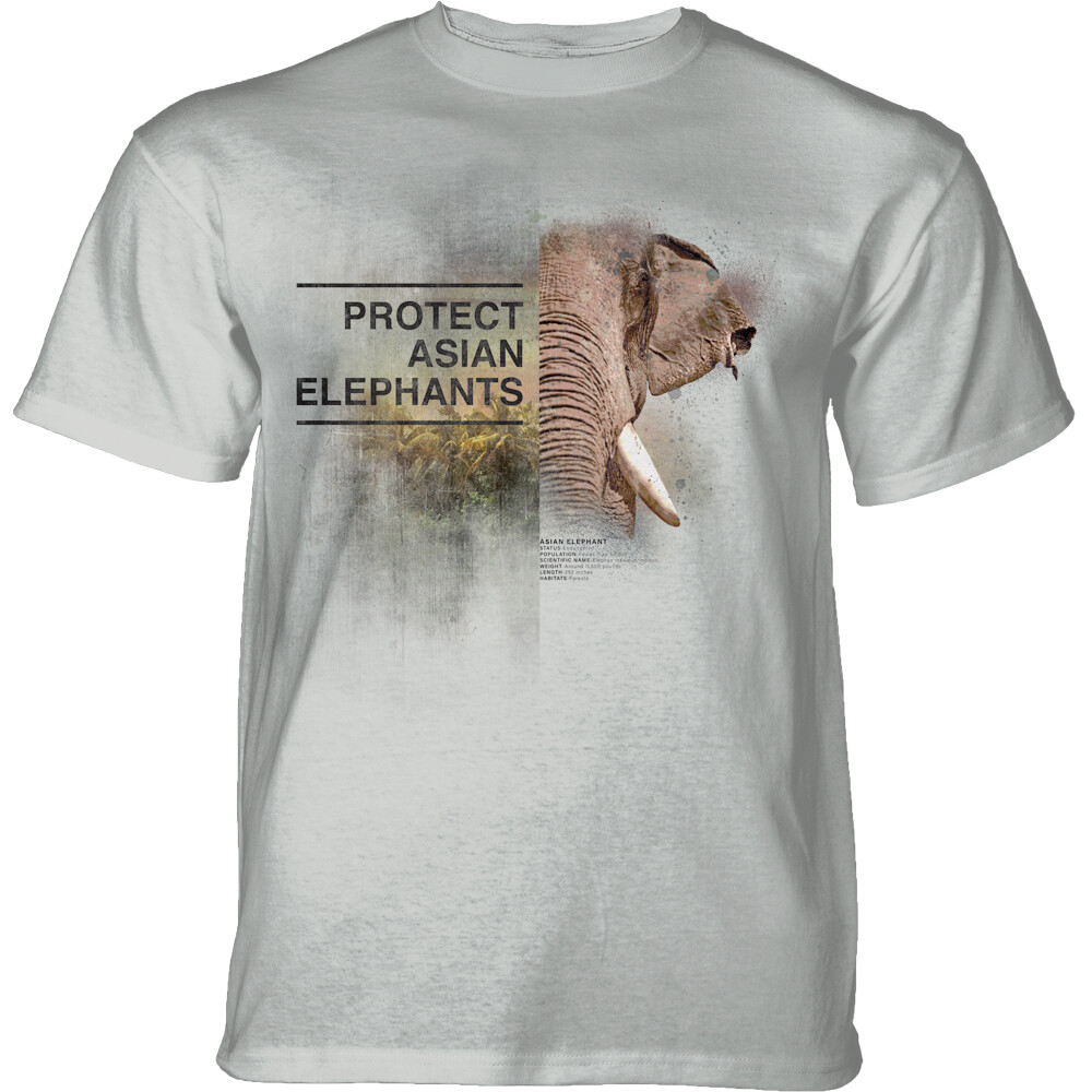 Tričko unisex The Mountain Protect Asian Elephant (slon) - svetlo sivé, 3XL