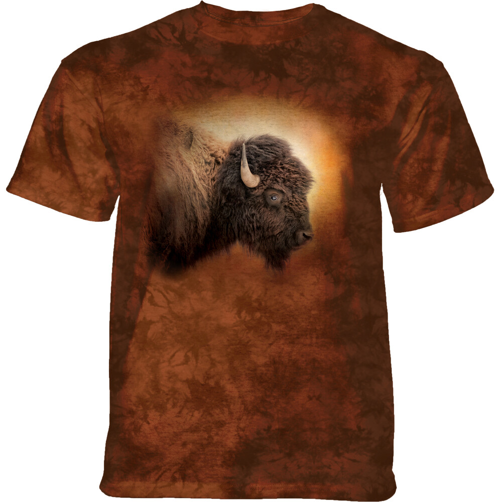 Tričko unisex The Mountain Bison Sunset (bizón) - hnedé, 3XL