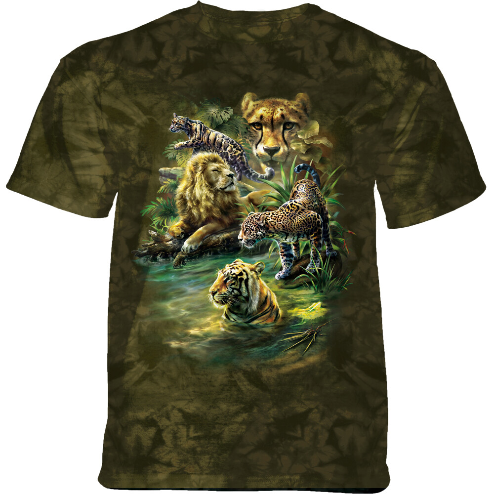 Tričko unisex The Mountain Big Cats Paradise - olivové, 3XL