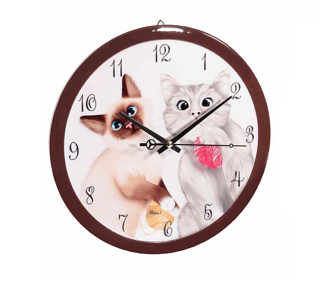 Mačacia mama Keramické hodiny s dvoma mačkami