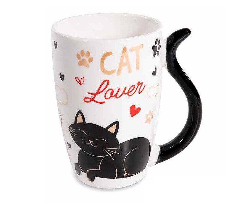 Mačacia mama Porcelánový hrnček s mačkou a chvostíkom - 4 varianty Číslo: černý kocour