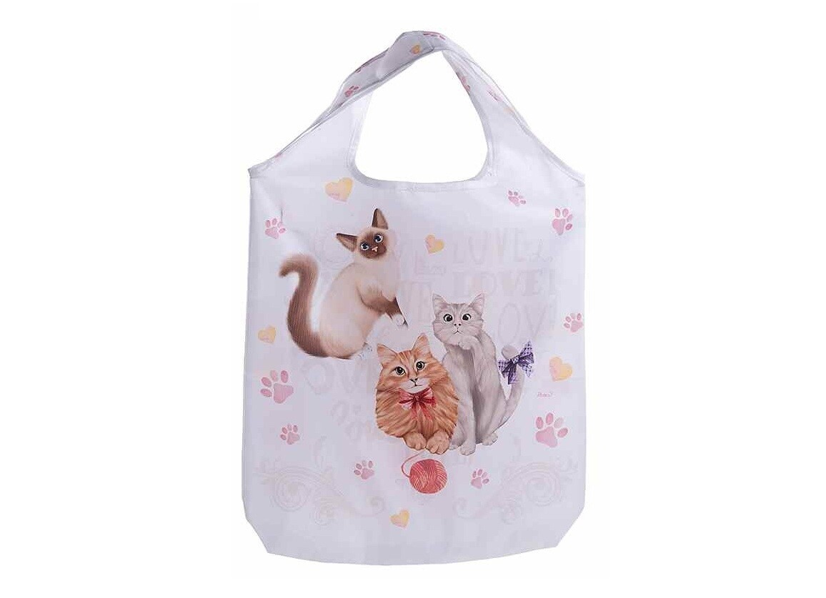Mačacia mama Skladacia taška maľované mačky - 3 varianty Farba: kočky s klubíčkem