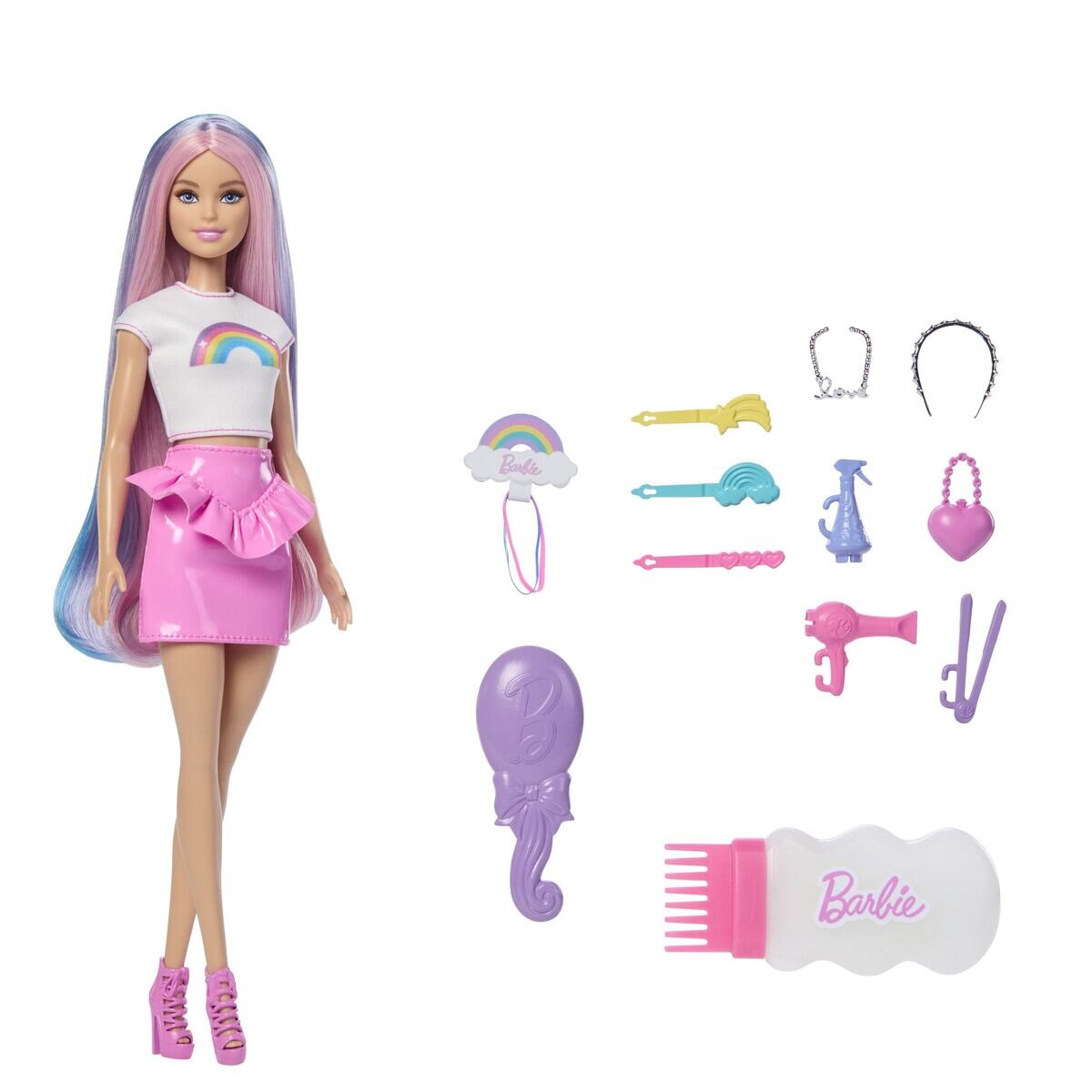 Mattel Barbie Bábika dúhové vlasy s trblietavým stylingom