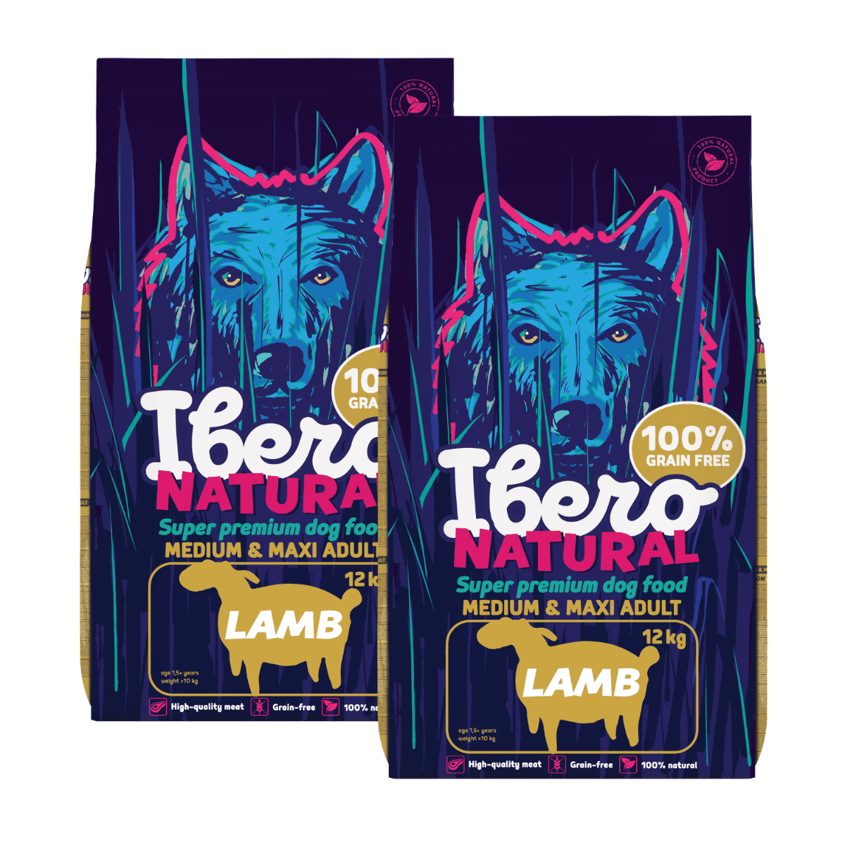 Ibero Grain-free Dog Medium & Maxi Adult Lamb - 2x12kg