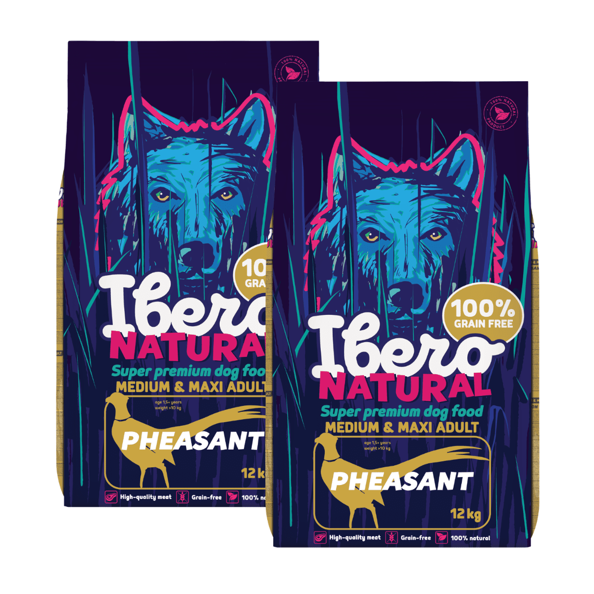 Ibero Grain-free Dog Medium & Maxi Adult Pheasant - 2x12kg