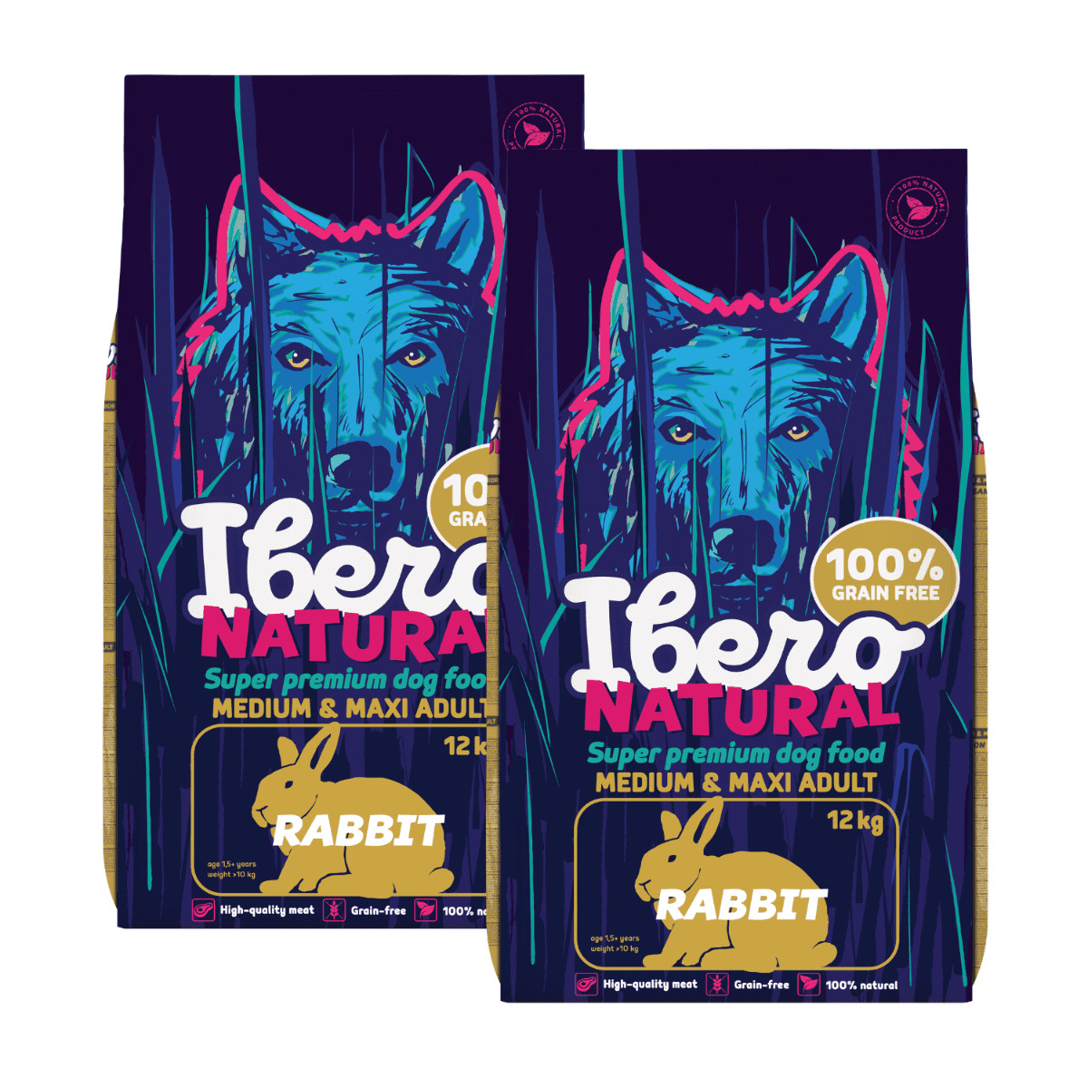 Ibero Grain-free Dog Medium & Maxi Adult Rabbit - 2x12kg