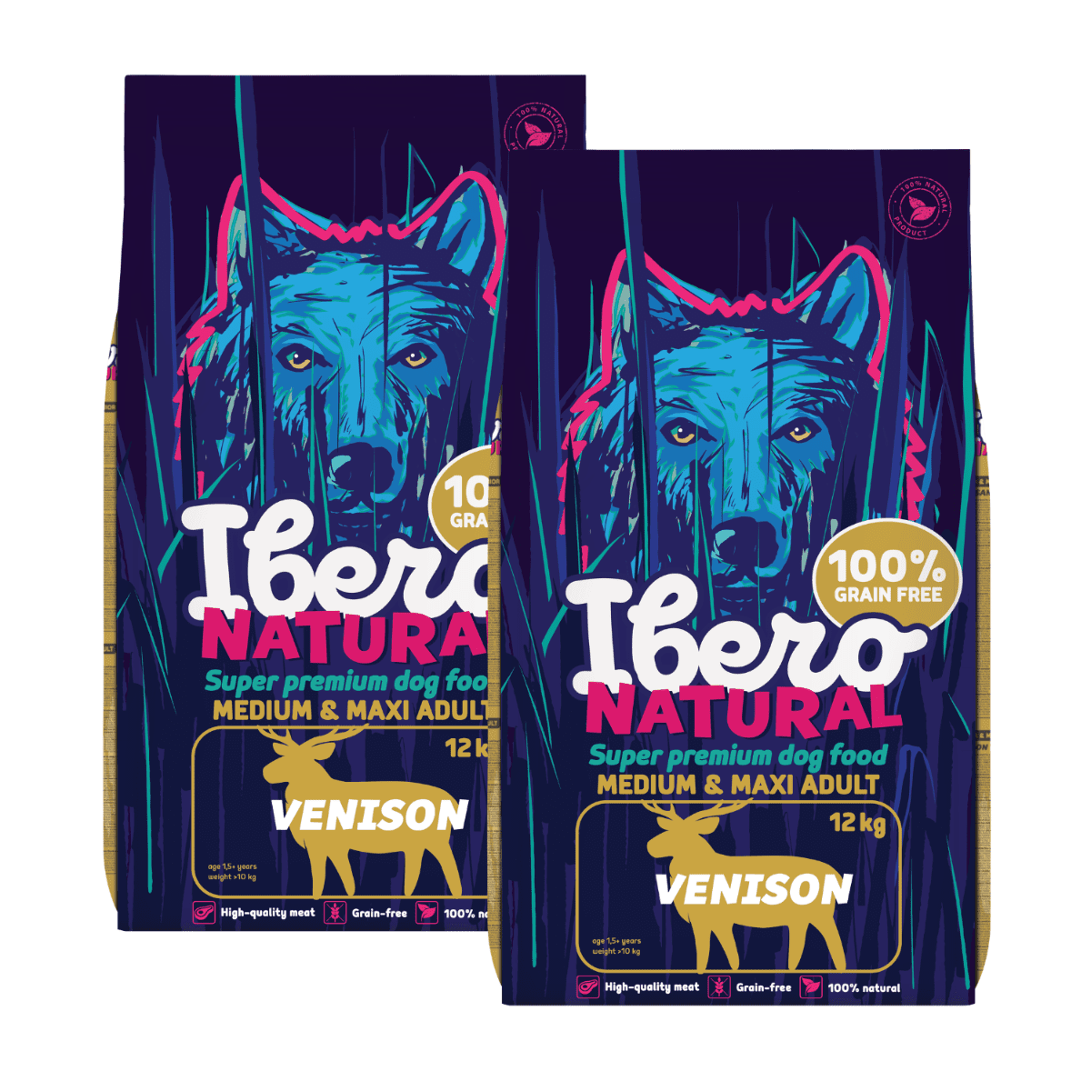 Ibero Grain-free Dog Medium & Maxi Adult Venison - 2x12kg