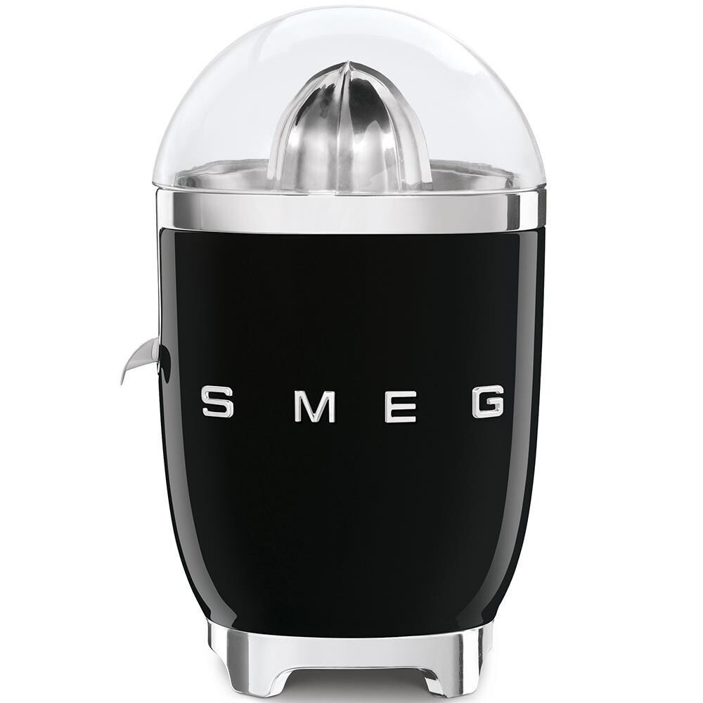 Smeg CJF11BLEU citrusový odšťavovač, 70 W, manuálny tlak, univerzálny kužeľ z nerezovej ocele, čierny