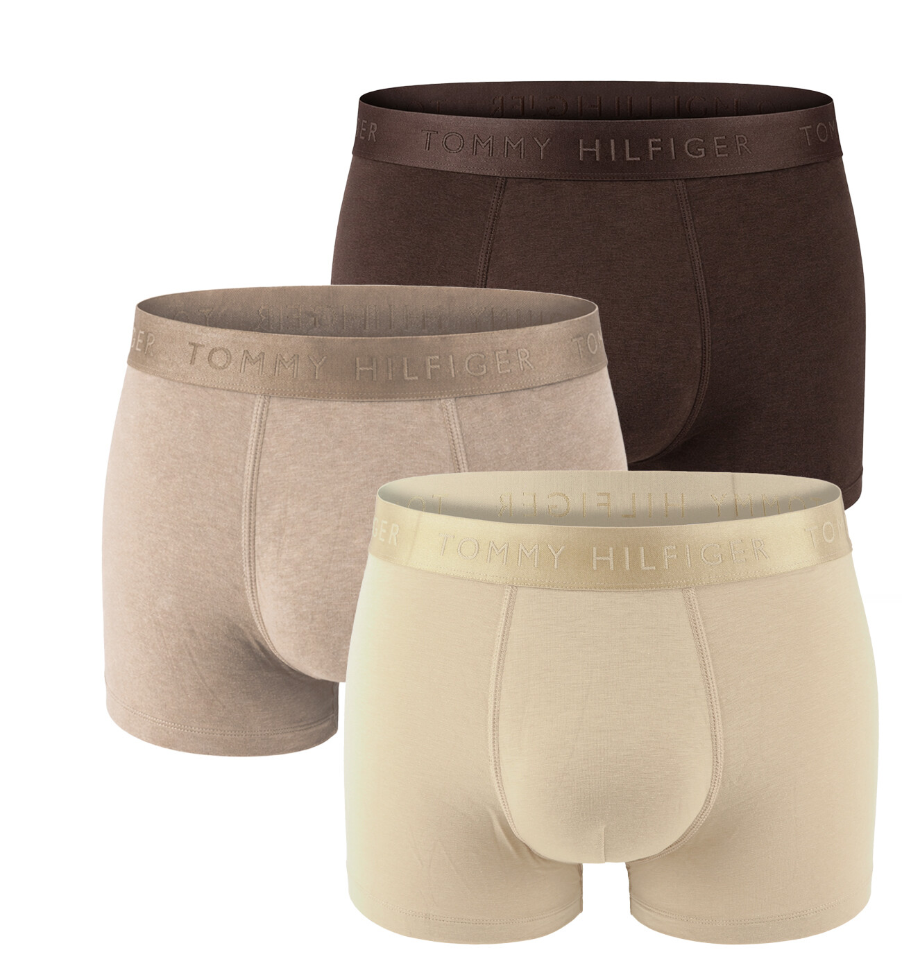 TOMMY HILFIGER - boxerky 3PACK everyday luxe dark coffe & beige tones