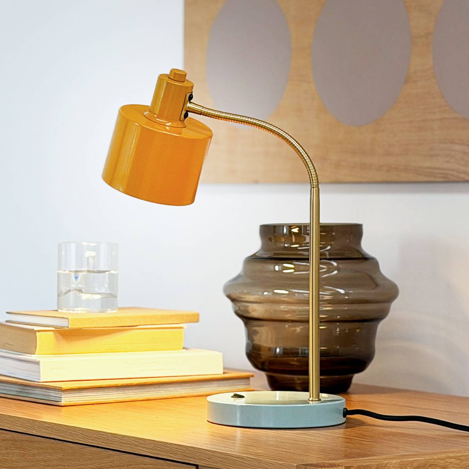 Dyberg Larsen stolová lampa Ocean Flex, kari/tyrkysová, 45 cm