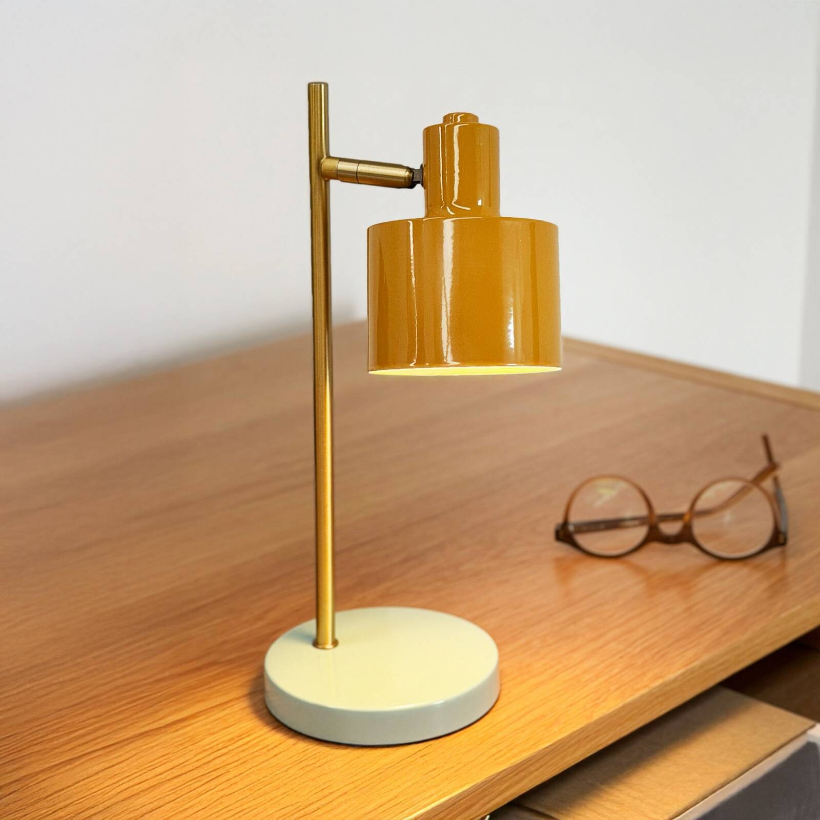 Dyberg Larsen LED stolná lampa na batérie Ocean Mini, kari/tyrkysová