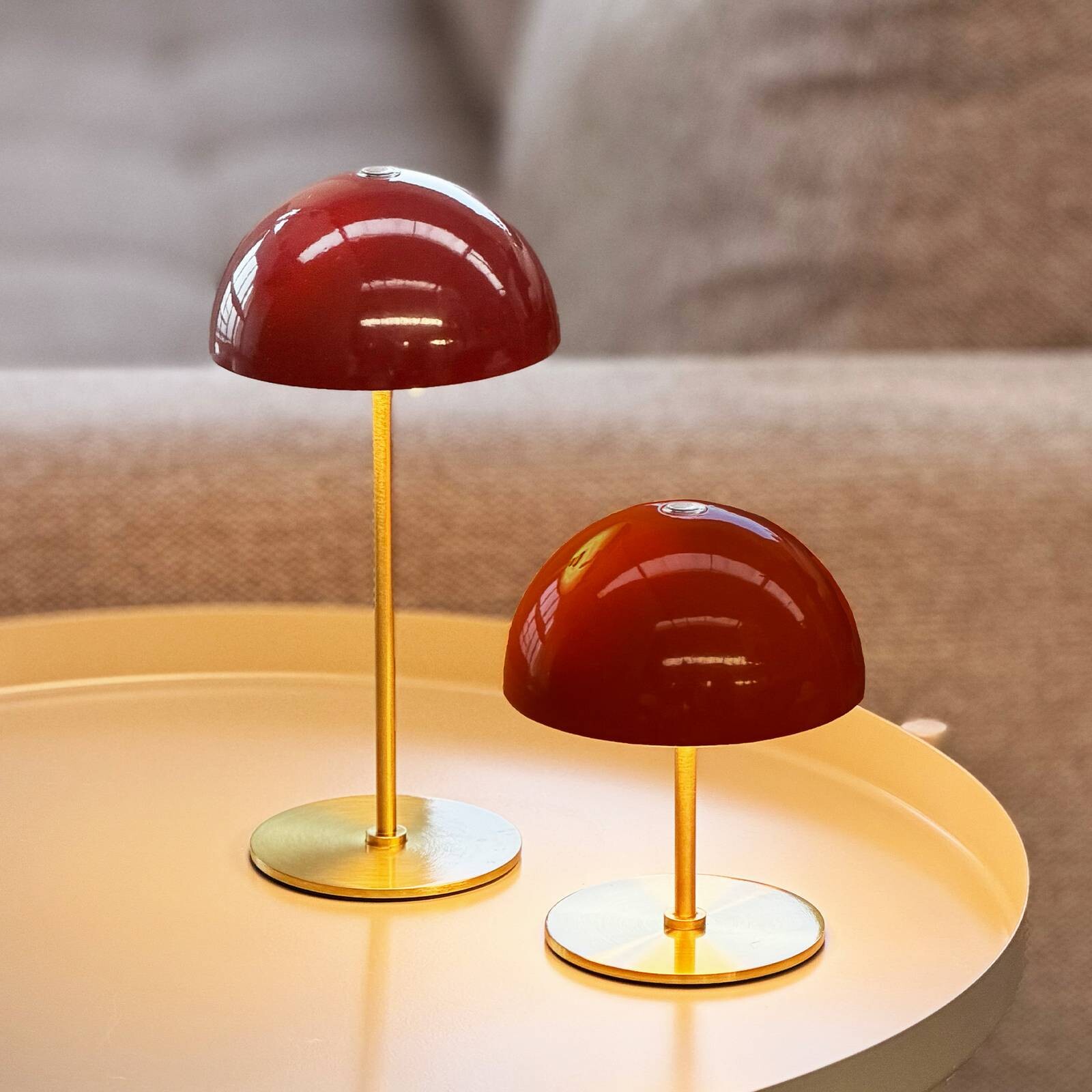 Dyberg Larsen LED stolná lampa Along, červená, sada 2 ks