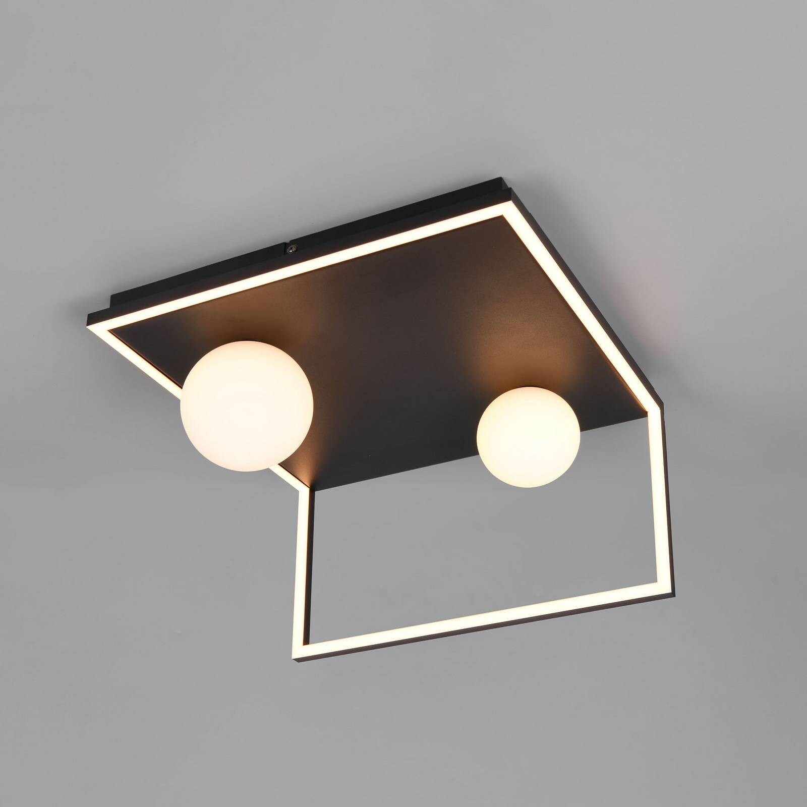 Stropné LED svetlo Arola, čierne matné, šírka 37 cm, kov
