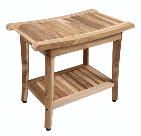 Kúpeľňová stolička DIVERO SECO s policou, teakové drevo