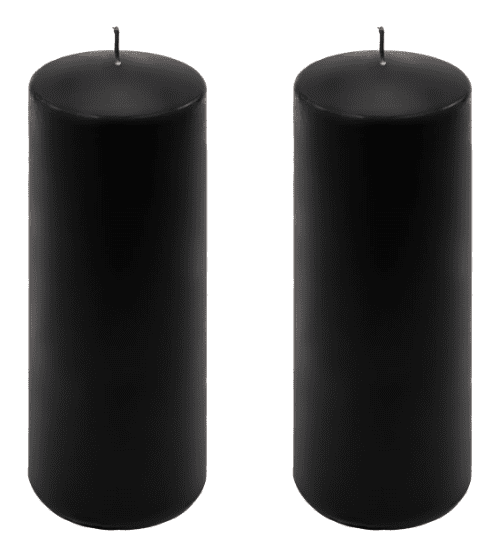 Čierna parafínová sviečka 20 cm, doba horenia 80 hodín, 2 ks