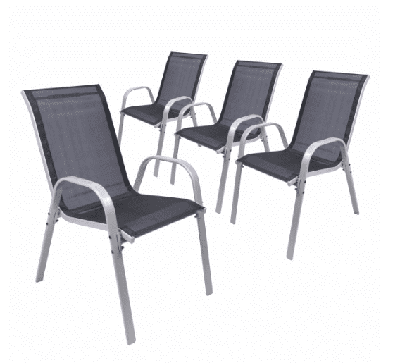 Stohovateľné záhradné stoličky, sada 4 ks