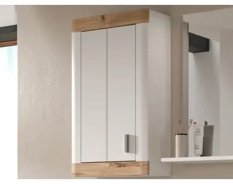 Závesná kúpeľňová skrinka Laredo, 45 cm, biela/dub nox%