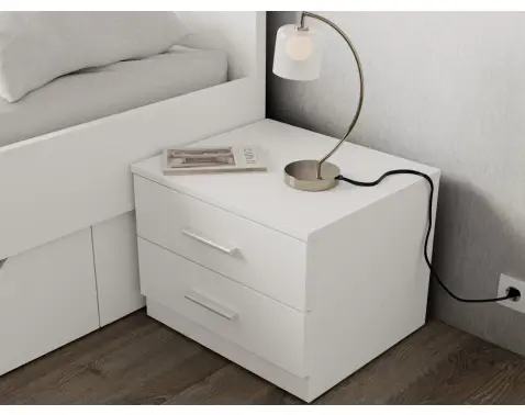 Nočný stolík s 2 zásuvkami Iwetta, biely%
