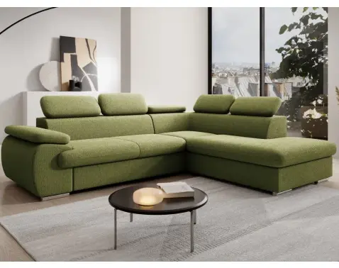 Rohová sedačka Viera, šalátovo zelená látka, pravý roh%