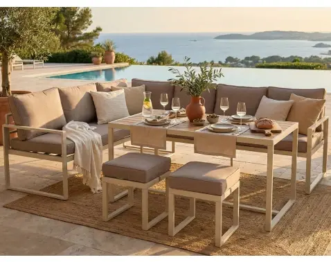 Jedálenská zostava záhradného nábytku Grosseto, béžová%