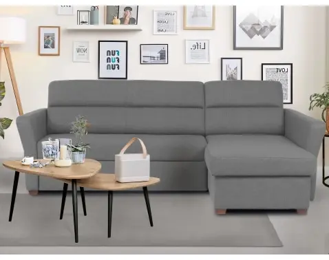 Rohová sedacia súprava Flavia, dymovo šedá látka, pravý roh%