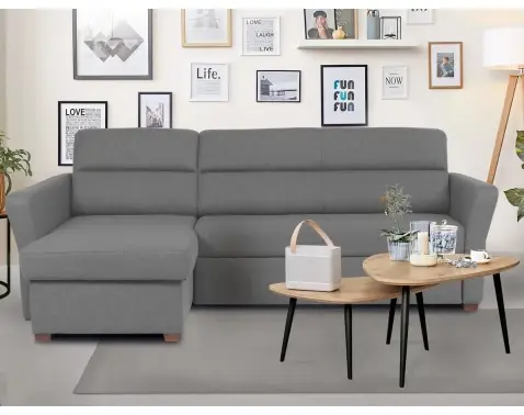 Rohová sedacia súprava Flavia, dymovo šedá látka, ľavý roh%