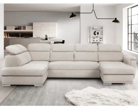 Sedacia súprava Udine, tvar ľavé U, krémová látka%