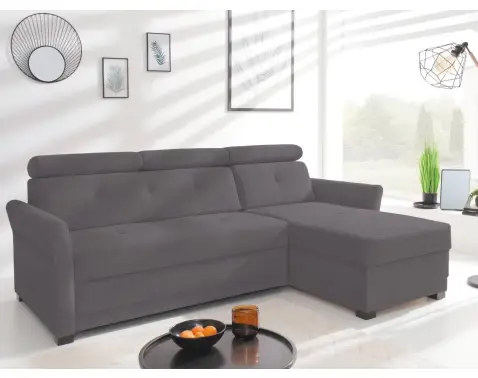 Rohová sedacia súprava Parris, tmavo šedá tkanina, pravý roh%
