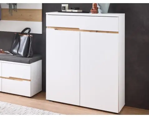 Botník so zásuvkou Memphis, biely/dub artisan%