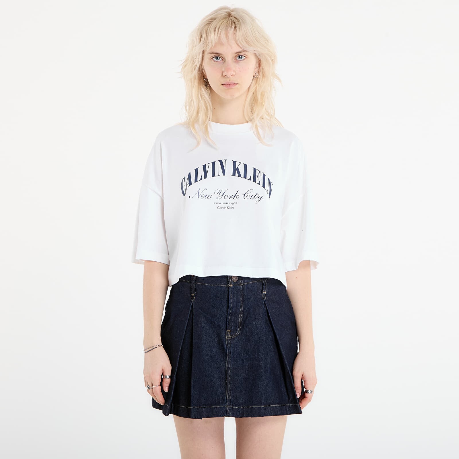 Tričko Calvin Klein Jeans Ss Cropped Boxy Heri Tee White M