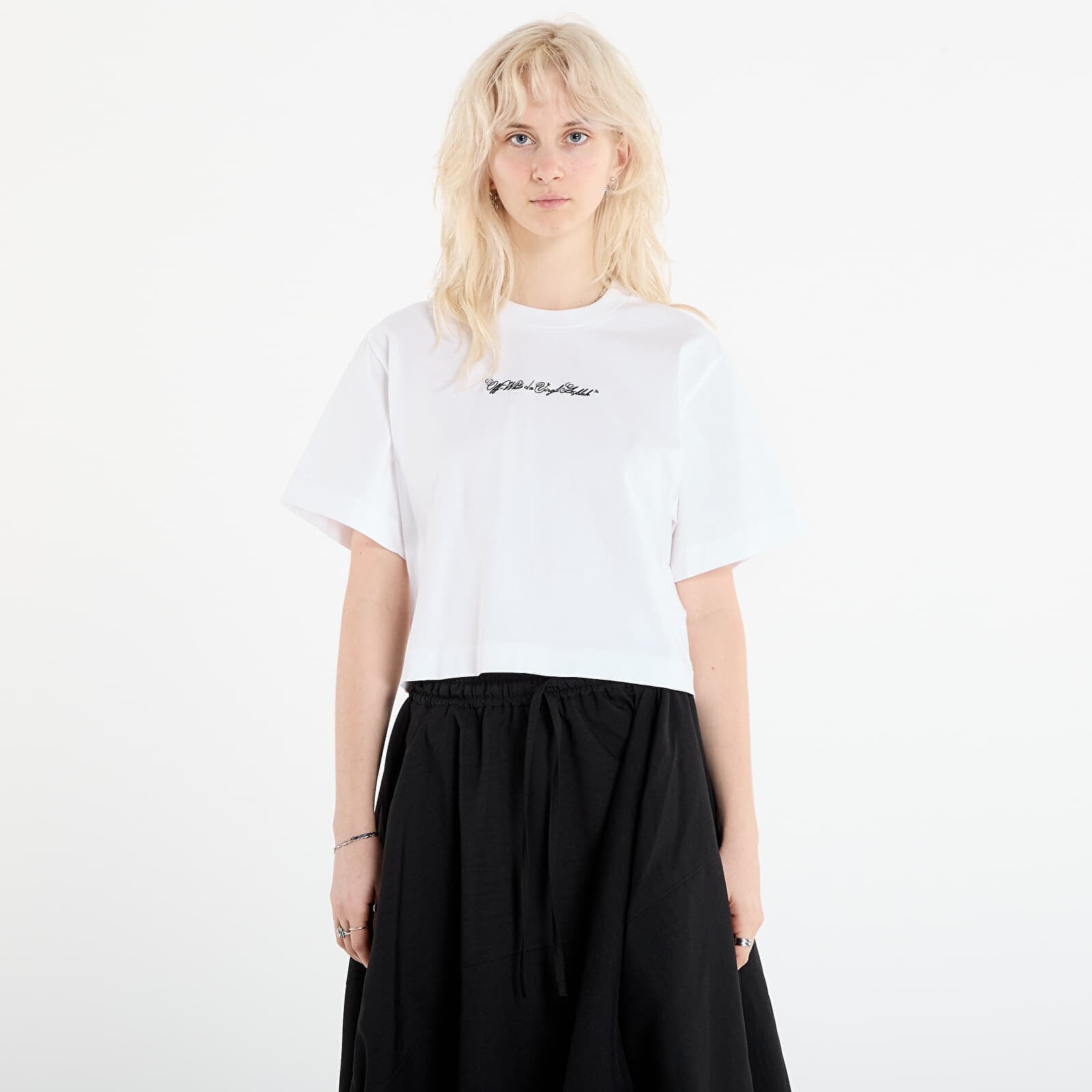 Tričko Off-White Embr Arrow Script Crop Tee White/ Black M