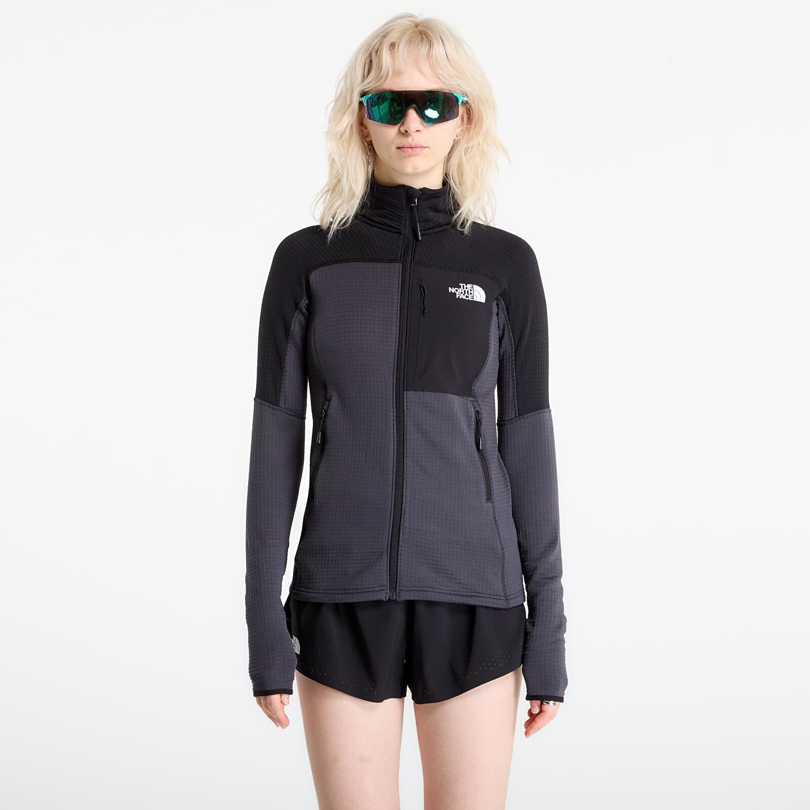 Mikina The North Face Polartec Powergrid Stormgap Jacket Asphalt Grey/ TNF Black S