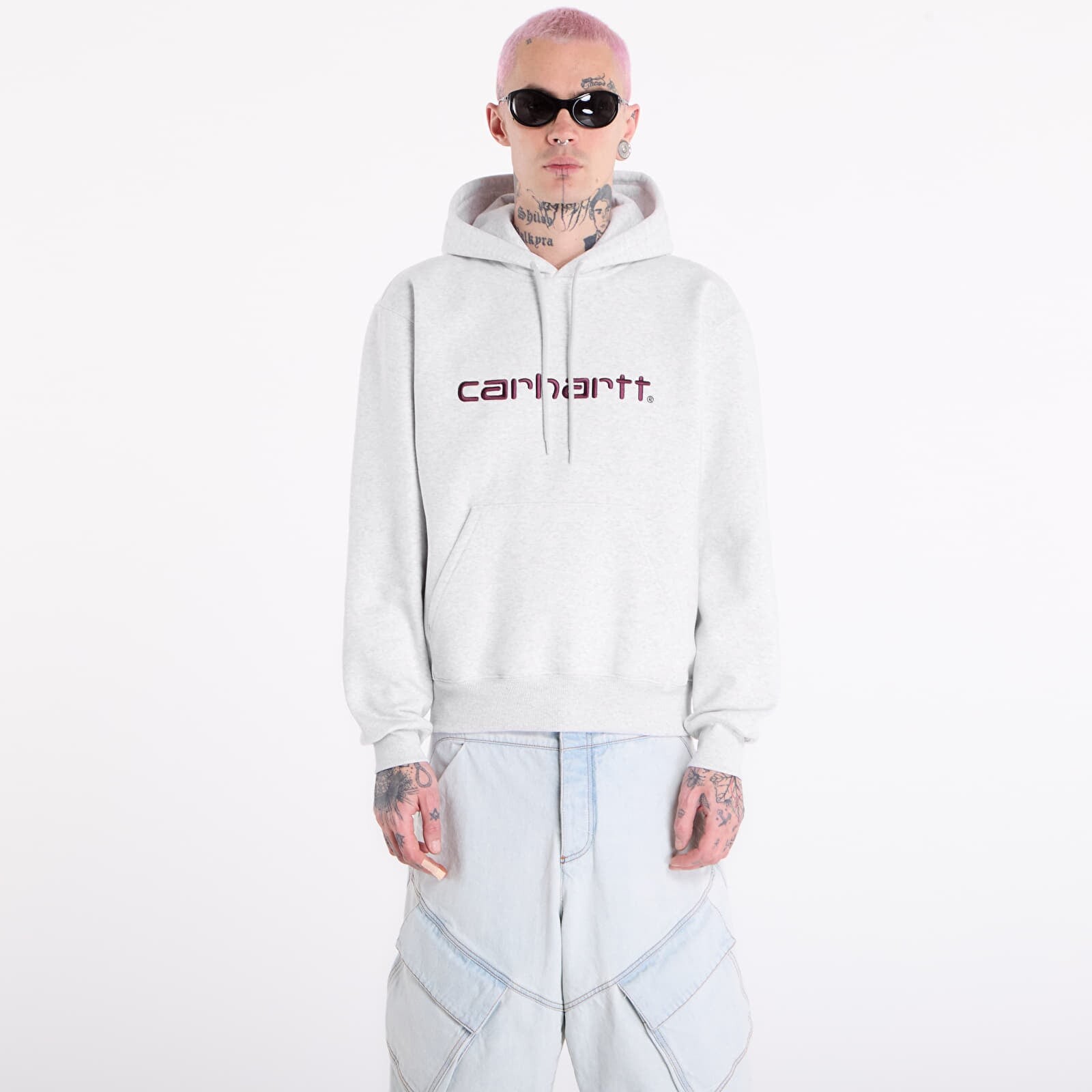 Mikina Carhartt WIP Hooded Carhartt Sweat UNISEX Ash Heather/ Cozy Purple XL