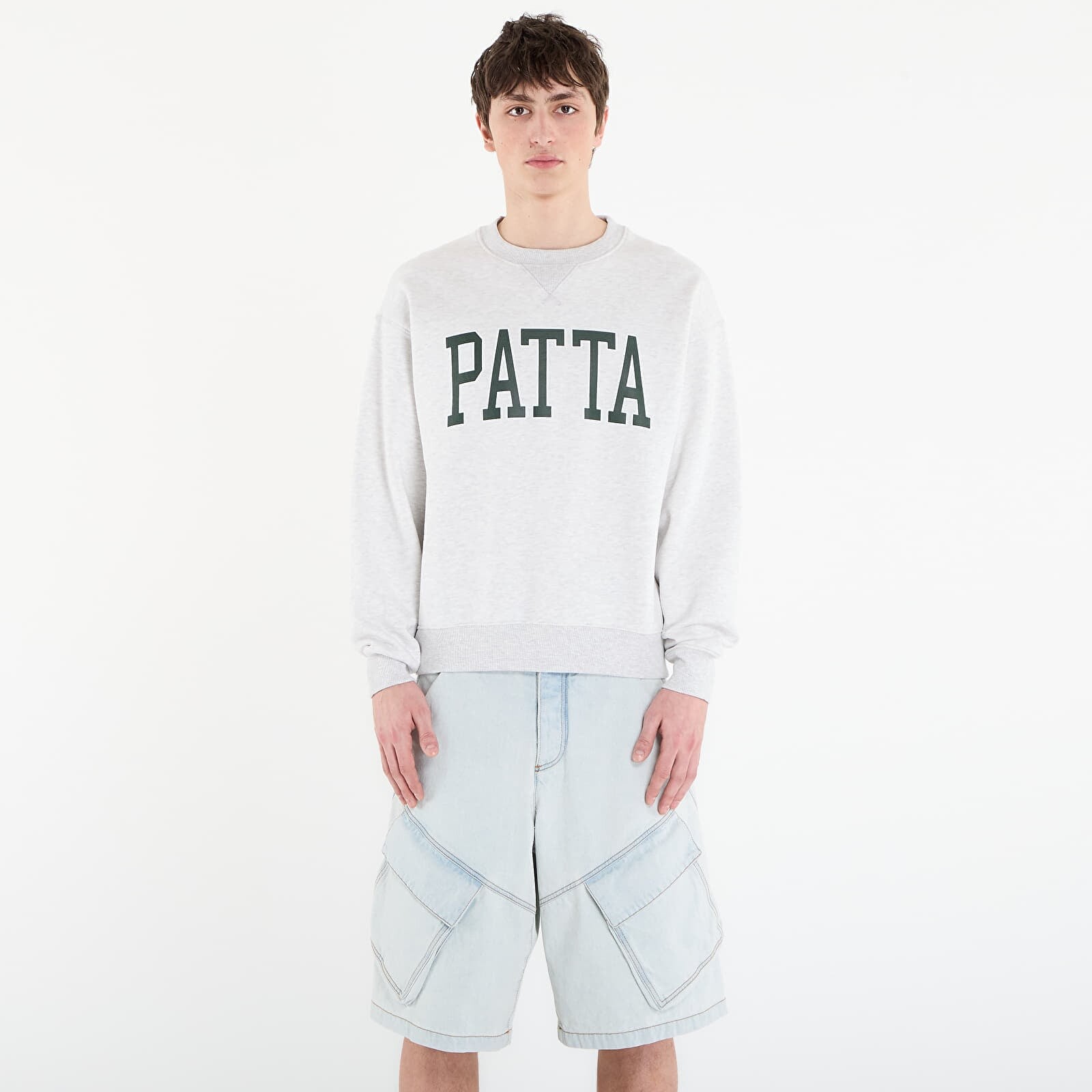 Mikina Patta Arc Logo Crewneck Sweater UNISEX Light Melange Grey L