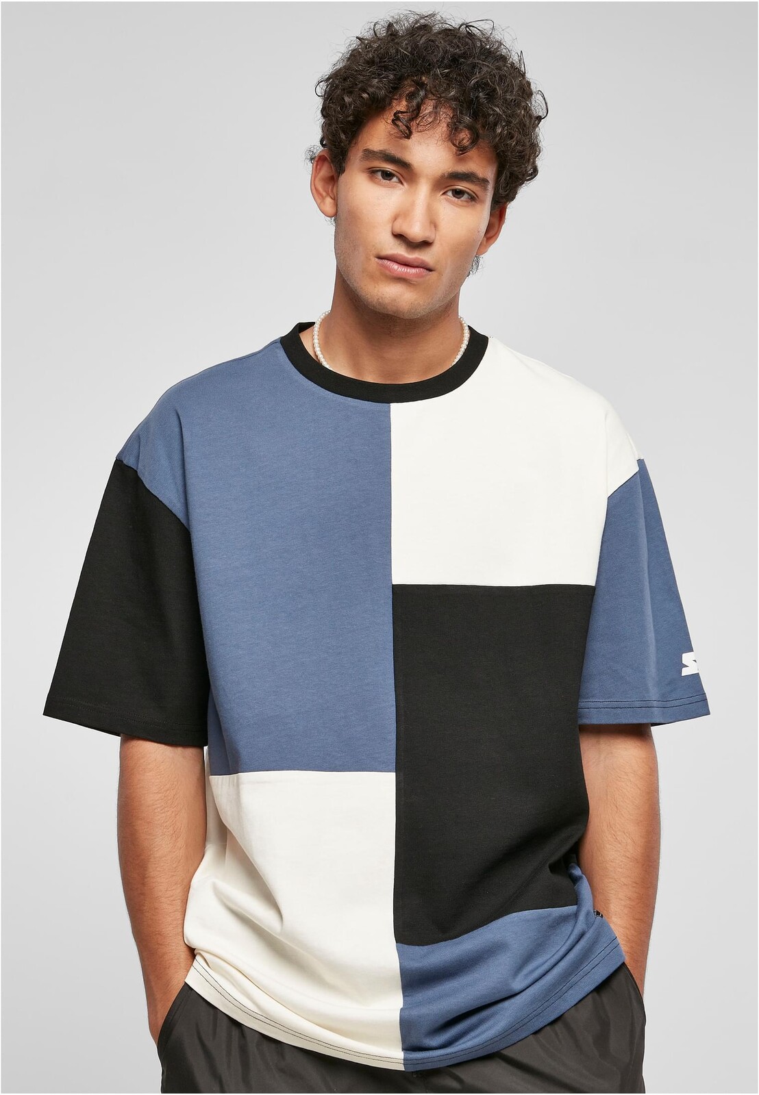Starter Patchwork Oversize T-shirt vintageblue/black/pale white