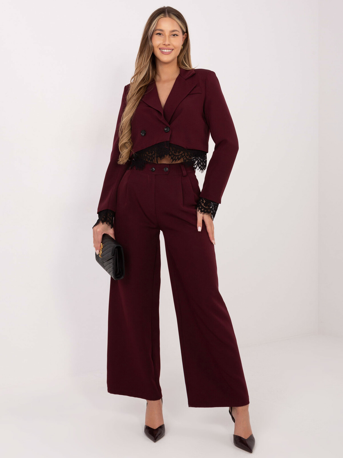 Bordové elegantné nohavice