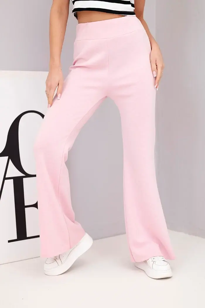 Kesi dámske nohavice s rozšírenými nohavicami, svetloružové