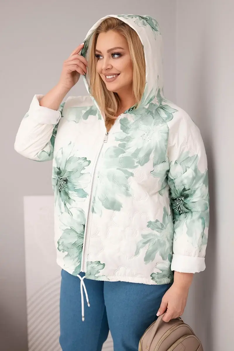 Kesi Włoski dámska jarná prešívaná bunda s kvetinovým vzorom