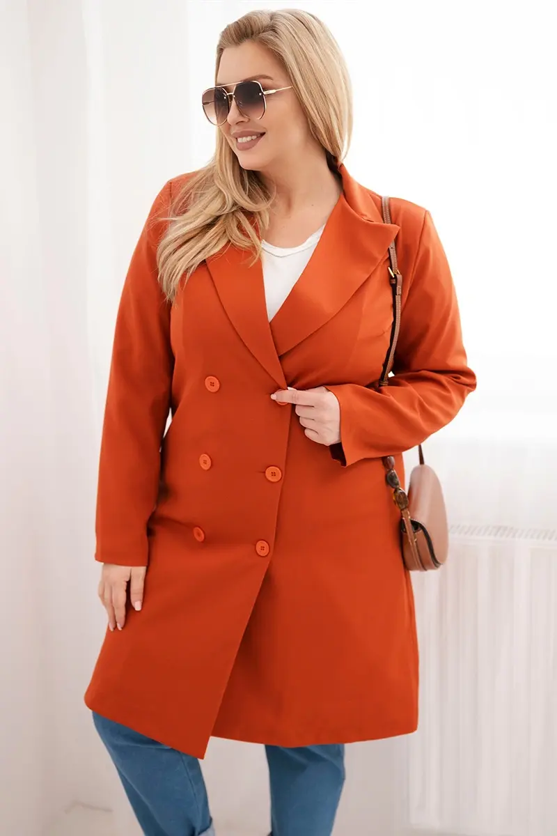 Kesi Plus Size dvojradový dámsky kabát