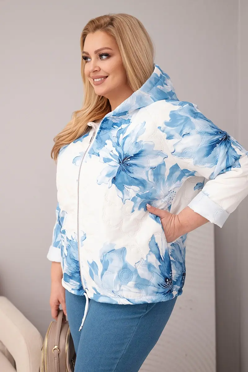 Kesi Plus Size dámska prechodná bunda s kvetovým vzorom
